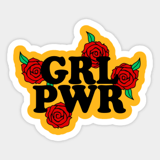 GRL PWR - Typographic/Rose Design Sticker